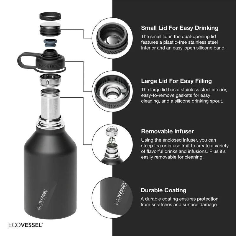 EcoVessel 64 oz Boss Triple Insulated Stainless Steel Growler