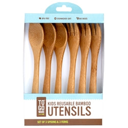 To-Go Ware Kids Bamboo Utensil Set, 3 Spoons & 3 Forks