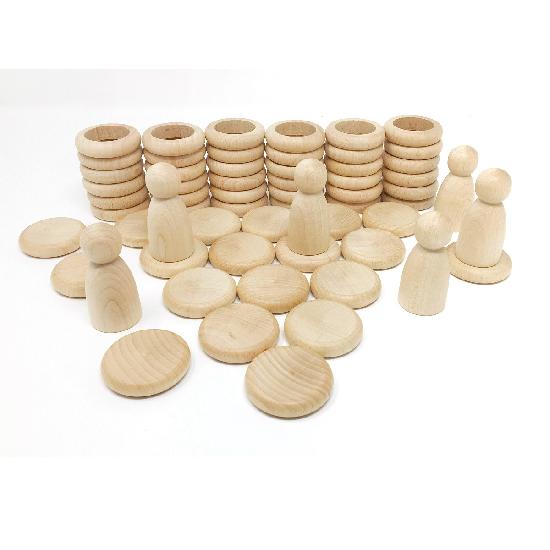 Grapat Wood Nins, Rings and Coins (natural wood)