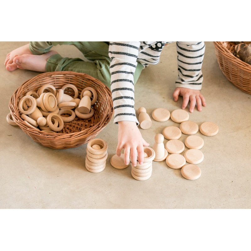 Grapat Wood Nins, Rings and Coins (natural wood)