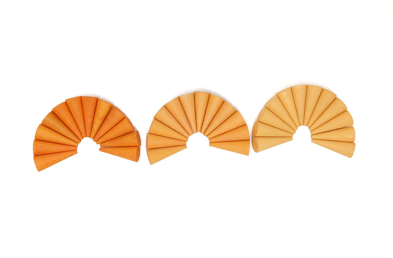 Grapat Wood Mandala Cones 36 pcs - Oranges