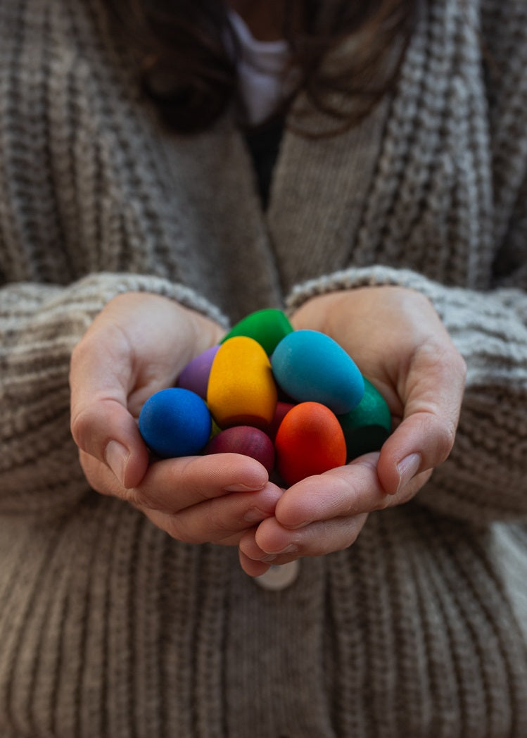 Grapat Wood Mandala Rainbow Eggs 36pcs