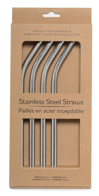 Life Without Waste Stainless Steel Straws (4 straws + Brush)