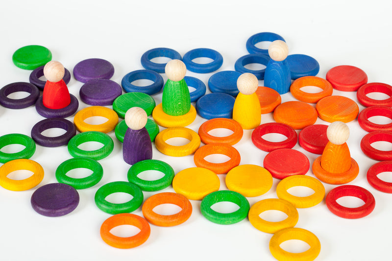 Grapat Wood Coloured Nins, Rings and Coins