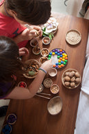 Grapat Wood Coloured Bowls and Marbles With Tongs