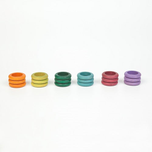 Grapat Wood Coloured Rings 18 pcs (6 no basic colours)