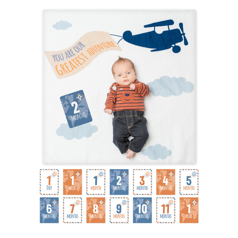 Lulujo Baby's First Year Blanket & Card Sets