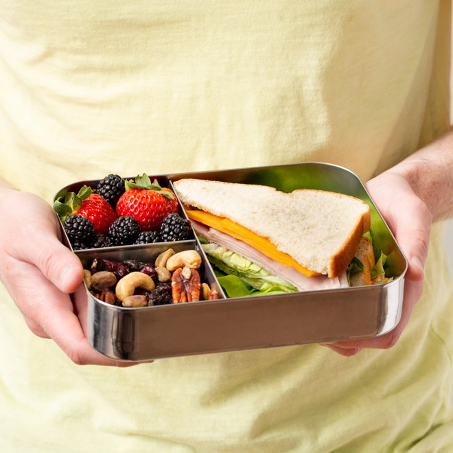 LunchBots Large Trio Stainless Steel 3 Comparment Bento Box
