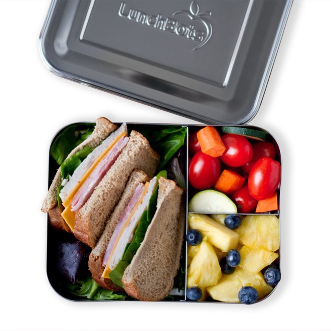 LunchBots Large Trio Stainless Steel 3 Comparment Bento Box