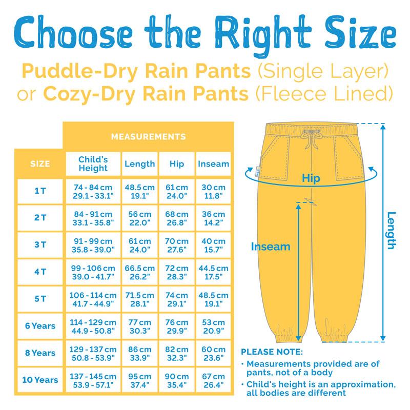 Jan & Jul Cozy Dry Waterproof Rain Pants